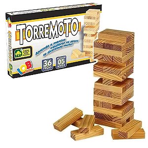 Jogo Torremoto Equilíbrio 36 Peças Madeira Lob Brinquedos