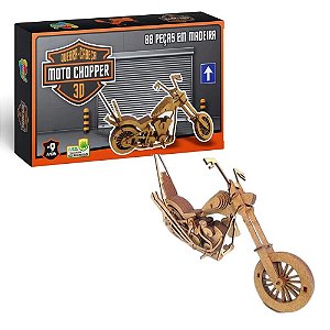 Quebra Cabeça 3D Moto Chopper MDF 86 Peças