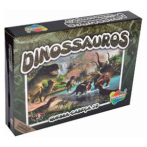 Quebra Cabeça 3D  Dinossauros MDF Aquarela Brinquedos