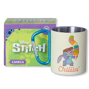 Caneca Metal Mosquetão Stitch Chillin Disney