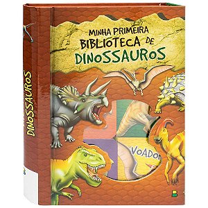 Box Minha Primeira Biblioteca de Dinossauros com 6 livros cartonados e Quebra Cabeça