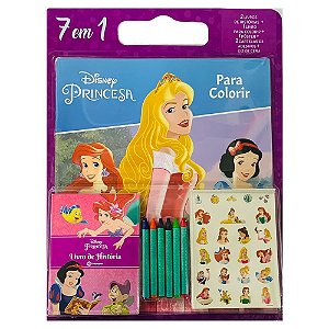Kit Livro Colorir 7 em 1 Princesas Disney