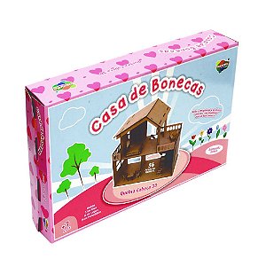 Casa de Boneca 3D MDF 56 Pcs Aquarela Brinquedos