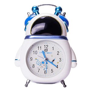 Relógio Mesa Despertador Astronauta Azul Analógico com Alarme