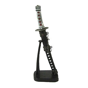 Enfeite Decorativo Mini Katana Samurai em Metal com Suporte para Exposição 24cm