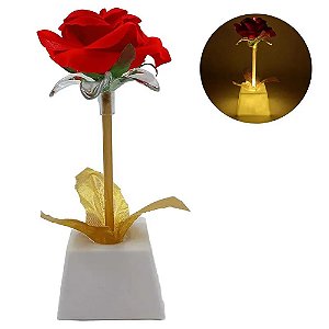 Luminária Flor Rosa Decorativa com LED 16cm