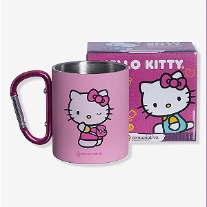 Caneca Metal Mosquetão Hello Kitty 300ml