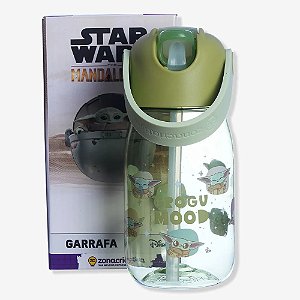 Garrafa Flip Infantil The Mandalorian Baby Yoda Star Wars 400ml