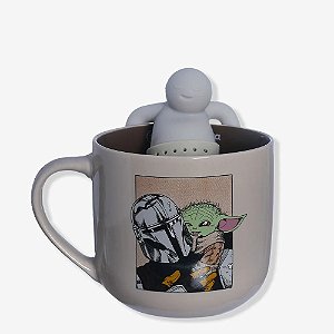 Caneca com Infusor Baby Yoda The Mandalorian Star Wars 350ml
