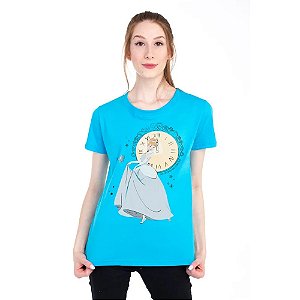 Camiseta Babylook Cinderela Relógio Disney