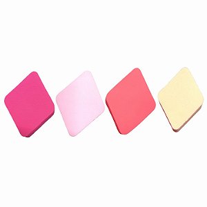 Kit de beleza com 4 esponjas para maquiagem formato losango - Mandala