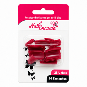 Unha Postiça Bordo 24 Unidades Tamanho 14 - Nail Encanto