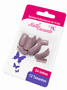 Unha postiça rosa 24 unidades tamanho 14 - Nail encanto