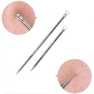Pinça agulha removedora de cravos aço inoxidável 2 peças - TM Makeup