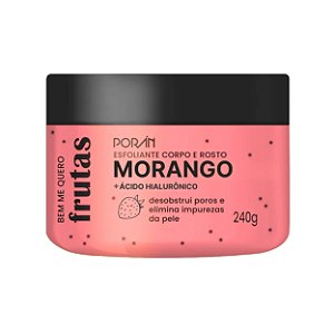 Esfoliante corpo e rosto morango + ácido hialurônico - Porán