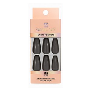 Unhas postiças cinza (aba adesiva) - Sabrina sato