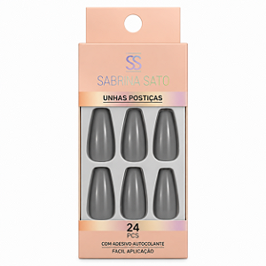 Unhas postiças cinza (aba adesiva) - Sabrina sato