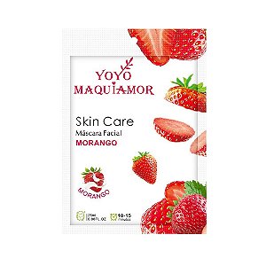 Máscara facial para skin care morango - Yoyomaquiamor