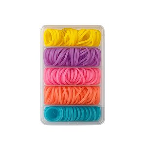 Caixa de elásticos de silicone cores pásteis
