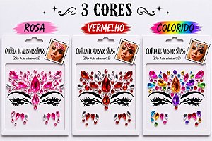 Strass Adesivos Autocolantes para o Rosto multicolorido