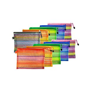 Necessaire nylon colorida de listra - Tamanho P