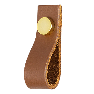 Puxador Couro Caramelo Ponto Slim
