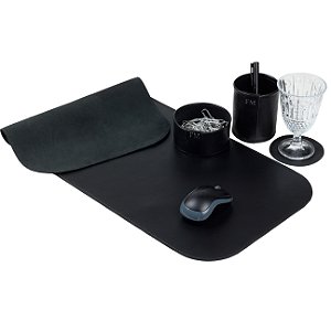 Kit Office Preto | 4 PEÇAS | Porta Lápis, Clips, Copo e Deskpad