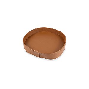 Bandeja Orgânica Dunas Pequena Couro Legitimo Caramelo