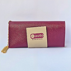 Estojo de Couro Sintético com Corrente - Wine and Beige