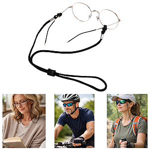 Cordão Ajustável Prender Óculos Leitura e Sol Cordinha Nylon Corrente Alça Seguro Camping Trilha Pescoço Segurança