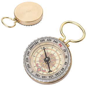 Bússola Retro Dourada Metal Bolso Camping Trilha Pesca Caça Sobrevivência Selva Viagem Acampamento Analógica Portátil