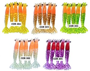 Isca Artificial Camarão Ovado 7,5 Cm 8,5 cm 5 Unidades Soft