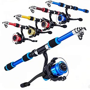 Kit Pesca 1 Vara Telescópica 1,80 Metros + 1 Molinete 200 com Linha Colocada