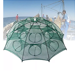 Armadilha De Pesca Covo Para Peixes Pequenos Camarão Iscas 6 8 10 12 16 Entradas Furos Bocas Modelo Guarda Chuva