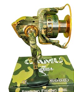Molinete de Pesca Camuflado Carretel Alumínio Rolamentos 6+1 Anti Reverso 3000 4000 5000 6000
