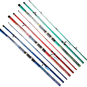 Vara Pesca Praia Costão Brava Fibra de Vidro Oca Azul Vermelha Verde 3,30 3,60 3,90 4,20 Metros 60 Libras 3 Partes