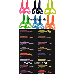 Isca Artificial Grub Soft Silicone 8 cm Cartela com 2 Unidades 1 ou 2 Cauda Diversas Cores