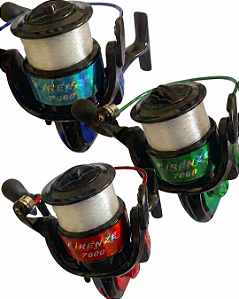 Molinete de Pesca Lgu Firenze 7000 com 3 Rolamentos Azul Verde Vermelho