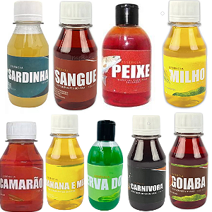 Essência Para Massa de Pesca e para Isca Milho Verde Sangue Sardinha Banana e Mel Camarão Erva Doce Goiaba 100 ml