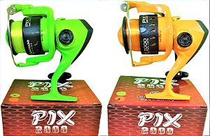 Molinete De Pesca Pix 2000 Com 1 Rolamento Disponivel em Laranja e Verde