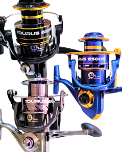 Molinete De Pesca LGU Tourus 6500 3+1 Rolamentos Aço Inoxidável Carretel de Alumínio Disponível Em Azul Prata e Preto