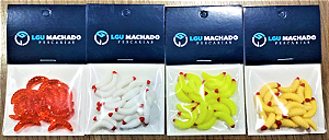 Isca Larva c/ 20 De Silicone Vermelho Branco Bege e Amarelo