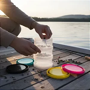 Porta Miudezas Estojo Organizador Polymer Com 3 Estojos Preto Azul Laranja Rosa