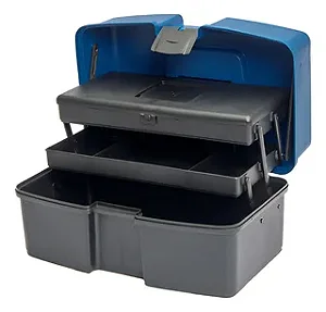 Caixa Maleta Grande De Pesca Tampa Azul - 2 Bandejas Polymer