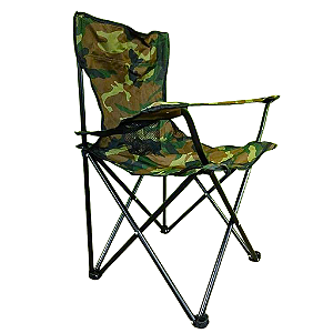Cadeira De Camping Para Lazer Dobrável Cor Verde Camuflado