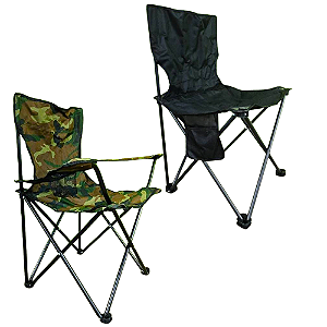 Cadeira De Camping Para Lazer Dobrável Cor Verde Camuflado ou Preto