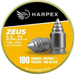 Chumbinho Pressão Harpex Zeus 5,5 Mm .22 P/ Carabina Premium 180 Unidades - Precisão Lata