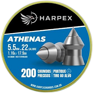 Chumbinho Harpex Athenas para Carabina Pressão 5,5 mm .22 200 Unidades - Precisão Lata