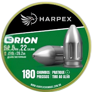 Chumbinho Pressão Harpex Órion Premium 5,5 Mm .22 P/ Carabina 180 Unidades - Lata