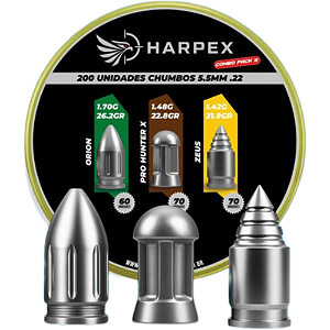 Chumbinho Pressão Combo Pack 3 - 5.5mm 200 Unidades Para Carabina - Precisão - 60 Órion 70 Pro Hunter X 70 Zeus